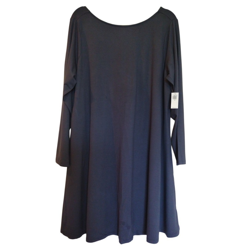 Old Navy Dress Woman's 2X‎ Gray Mini Swing Boat Neck Scoop Back Long Sleeves